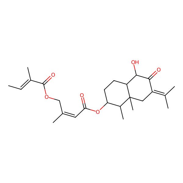2D Structure of [(1R,2R,4aR,5S,8aR)-5-hydroxy-1,8a-dimethyl-6-oxo-7-propan-2-ylidene-2,3,4,4a,5,8-hexahydro-1H-naphthalen-2-yl] (Z)-3-methyl-4-[(Z)-2-methylbut-2-enoyl]oxybut-2-enoate