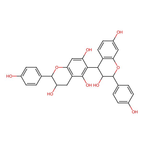 2D Structure of 6-[3,7-dihydroxy-2-(4-hydroxyphenyl)-3,4-dihydro-2H-chromen-4-yl]-2-(4-hydroxyphenyl)-3,4-dihydro-2H-chromene-3,5,7-triol