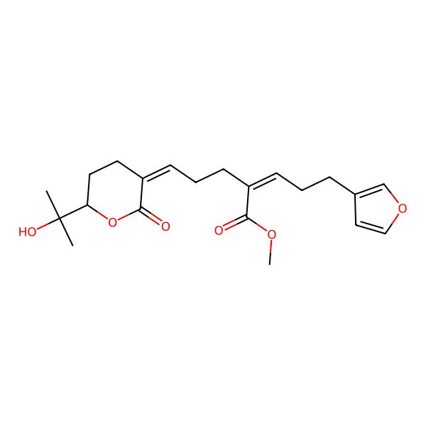 2D Structure of methyl (E)-5-(furan-3-yl)-2-[(3E)-3-[(6R)-6-(2-hydroxypropan-2-yl)-2-oxooxan-3-ylidene]propyl]pent-2-enoate