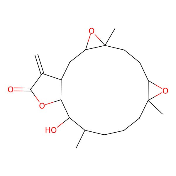 2D Structure of (1R,3S,5S,8S,10S,14S,15R,16S)-15-hydroxy-5,10,14-trimethyl-19-methylidene-4,9,17-trioxatetracyclo[14.3.0.03,5.08,10]nonadecan-18-one