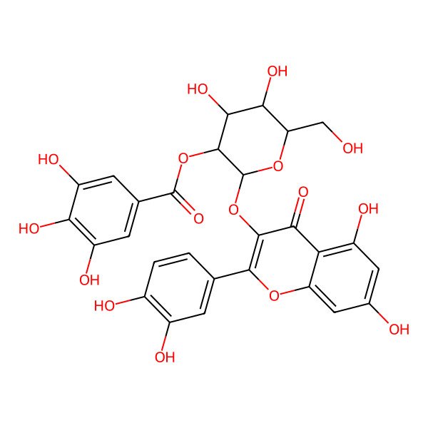 2D Structure of [(2S,3R,4R,5R,6R)-2-[2-(3,4-dihydroxyphenyl)-5,7-dihydroxy-4-oxochromen-3-yl]oxy-4,5-dihydroxy-6-(hydroxymethyl)oxan-3-yl] 3,4,5-trihydroxybenzoate