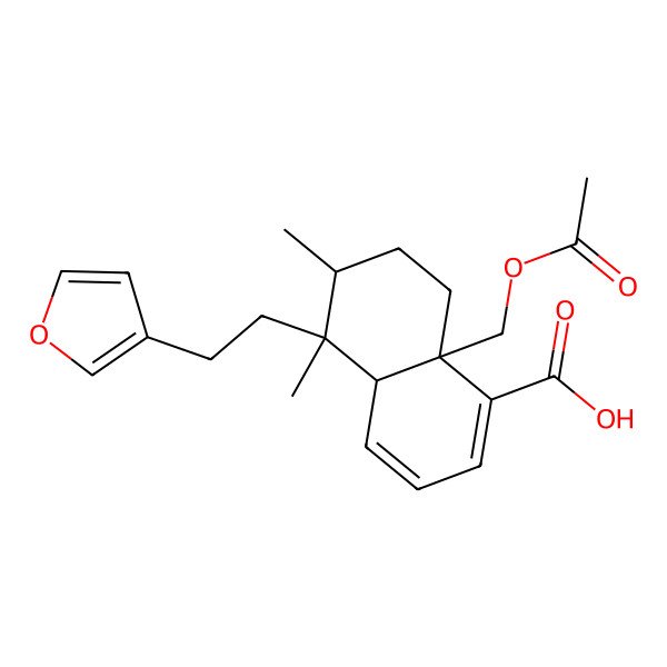 2D Structure of 8a-(Acetyloxymethyl)-5-[2-(furan-3-yl)ethyl]-5,6-dimethyl-4a,6,7,8-tetrahydronaphthalene-1-carboxylic acid