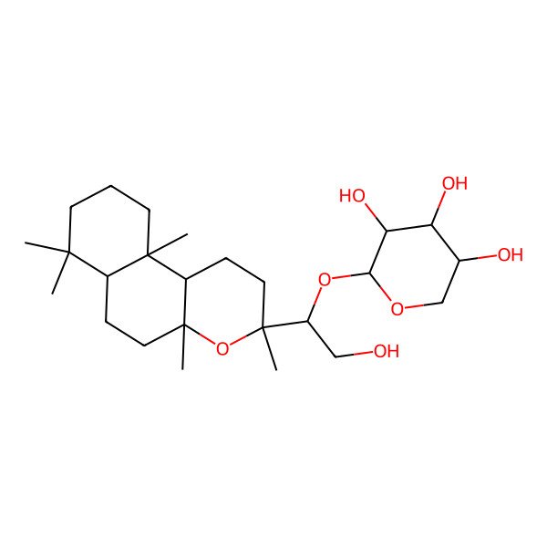 2D Structure of (2S,3R,4S,5S)-2-[1-[(3S,4aR,6aS,10aS,10bR)-3,4a,7,7,10a-pentamethyl-2,5,6,6a,8,9,10,10b-octahydro-1H-benzo[f]chromen-3-yl]-2-hydroxyethoxy]oxane-3,4,5-triol