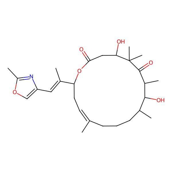 2D Structure of (4S,7R,8S,9S,16S)-4,8-dihydroxy-5,5,7,9,13-pentamethyl-16-[(E)-1-(2-methyl-1,3-oxazol-4-yl)prop-1-en-2-yl]-1-oxacyclohexadec-13-ene-2,6-dione