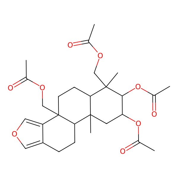 2D Structure of [(3bS,6S,7R,8S,9aR)-7,8-diacetyloxy-3b-(acetyloxymethyl)-6,9a-dimethyl-5,5a,7,8,9,9b,10,11-octahydro-4H-naphtho[2,1-e][2]benzofuran-6-yl]methyl acetate