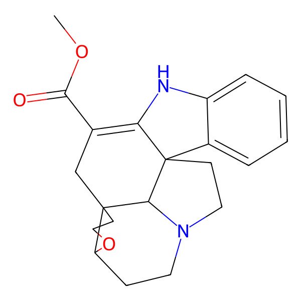 2D Structure of methyl (1R,12R,16S,22R)-15-oxa-8,19-diazahexacyclo[10.9.1.01,9.02,7.012,16.019,22]docosa-2,4,6,9-tetraene-10-carboxylate