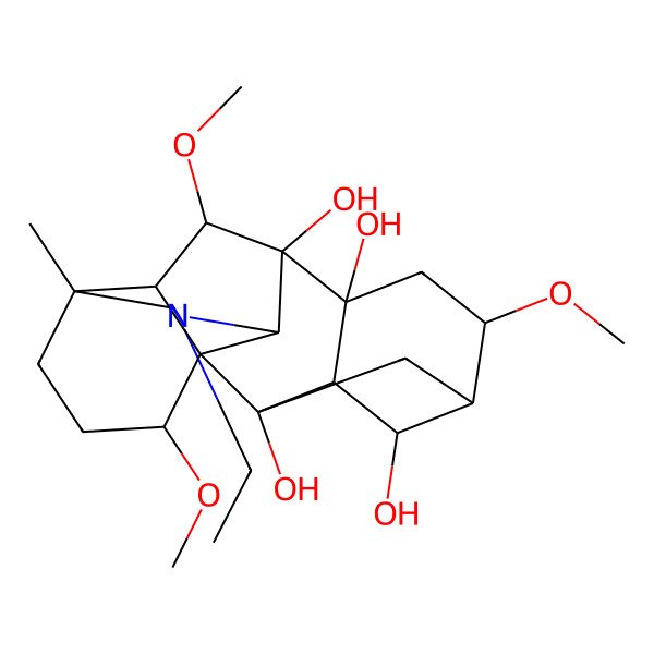 2D Structure of (1R,2S,3S,4S,5S,6S,8R,9S,10S,13R,16S,17R,18S)-11-ethyl-6,16,18-trimethoxy-13-methyl-11-azahexacyclo[7.7.2.12,5.01,10.03,8.013,17]nonadecane-2,4,8,9-tetrol