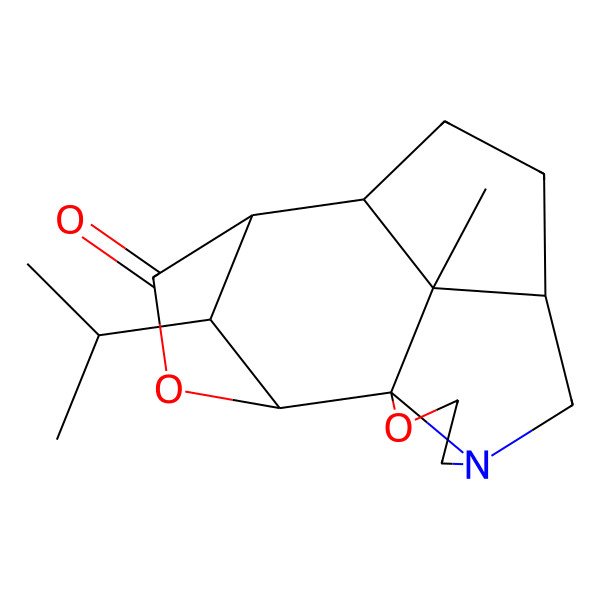 2D Structure of (1R,5S,6S,9S,15R,16S)-15-methyl-16-propan-2-yl-3,14-dioxa-11-azapentacyclo[7.5.1.12,5.01,11.06,15]hexadecan-4-one