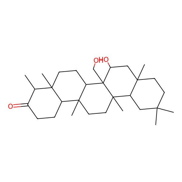 2D Structure of (4R,4aR,6aS,6aS,6bR,7S,8aR,12aR,14aS,14bR)-7-hydroxy-6b-(hydroxymethyl)-4,4a,6a,8a,11,11,14a-heptamethyl-2,4,5,6,6a,7,8,9,10,12,12a,13,14,14b-tetradecahydro-1H-picen-3-one