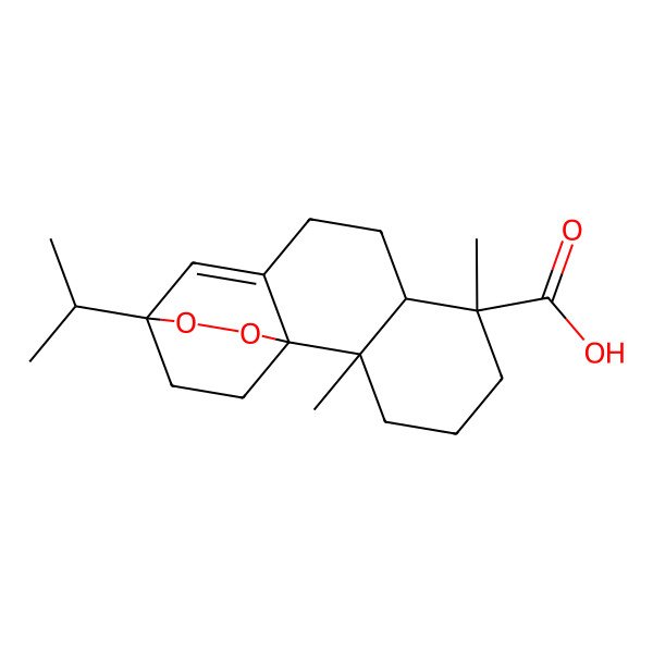 2D Structure of (1R,2S,6R,7S,12R)-2,6-dimethyl-12-propan-2-yl-13,14-dioxatetracyclo[10.2.2.01,10.02,7]hexadec-10-ene-6-carboxylic acid