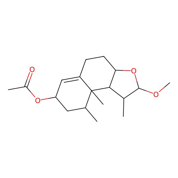 2D Structure of [(1S,2R,3aS,7S,9S,9aS,9bR)-2-methoxy-1,9,9a-trimethyl-2,3a,4,5,7,8,9,9b-octahydro-1H-benzo[e][1]benzofuran-7-yl] acetate