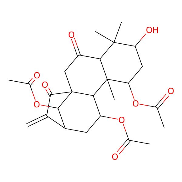 2D Structure of [(1S,4R,6S,8R,9S,10S,11R,13R,16R)-8,16-diacetyloxy-6-hydroxy-5,5,9-trimethyl-14-methylidene-3,15-dioxo-11-tetracyclo[11.2.1.01,10.04,9]hexadecanyl] acetate