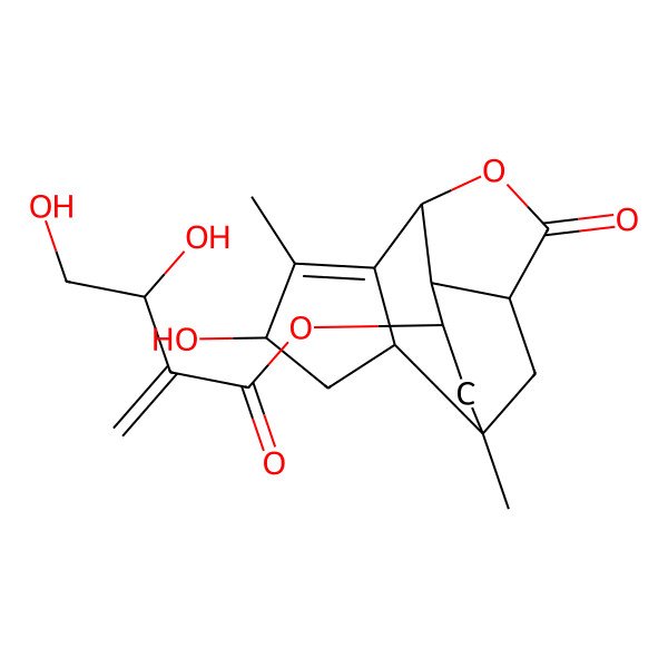 2D Structure of [(1S,2S,4R,7R,10R,11R,12R)-4-hydroxy-1,5-dimethyl-9-oxo-8-oxatetracyclo[8.3.1.02,6.07,11]tetradec-5-en-12-yl] (3S)-3,4-dihydroxy-2-methylidenebutanoate