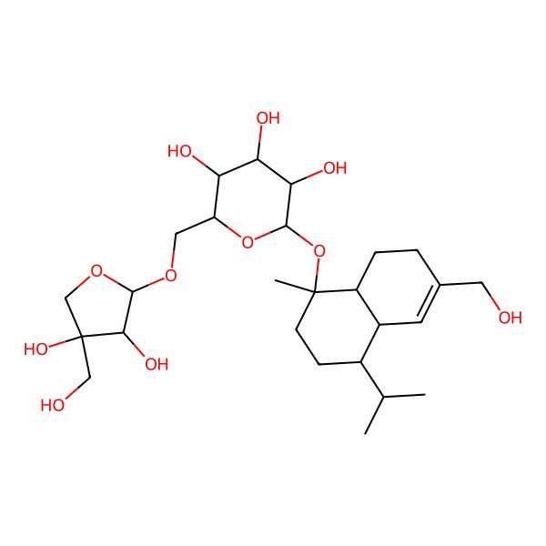 2D Structure of [(1R)-1,2,3,4,4abeta,7,8,8abeta-Octahydro-1-methyl-4beta-isopropyl-6-(hydroxymethyl)naphthalene-1alpha-yl]6-O-(D-apio-beta-D-furanosyl)-beta-D-glucopyranoside