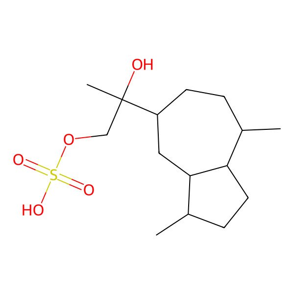 2D Structure of [(2R)-2-[(3S,3aS,5R,8S,8aS)-3,8-dimethyl-1,2,3,3a,4,5,6,7,8,8a-decahydroazulen-5-yl]-2-hydroxypropyl] hydrogen sulfate