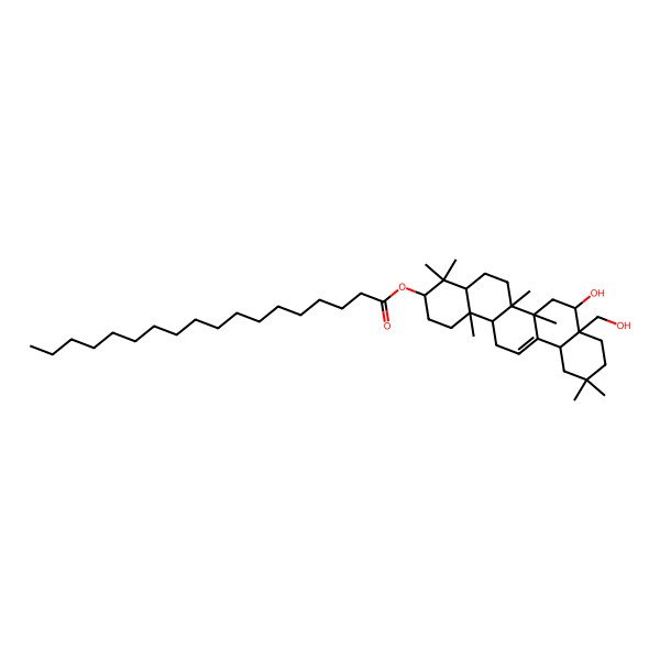 2D Structure of [8-Hydroxy-8a-(hydroxymethyl)-4,4,6a,6b,11,11,14b-heptamethyl-1,2,3,4a,5,6,7,8,9,10,12,12a,14,14a-tetradecahydropicen-3-yl] octadecanoate