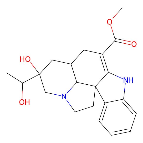 2D Structure of methyl (1S,12S,14R,19R)-14-hydroxy-14-[(1S)-1-hydroxyethyl]-8,16-diazapentacyclo[10.6.1.01,9.02,7.016,19]nonadeca-2,4,6,9-tetraene-10-carboxylate
