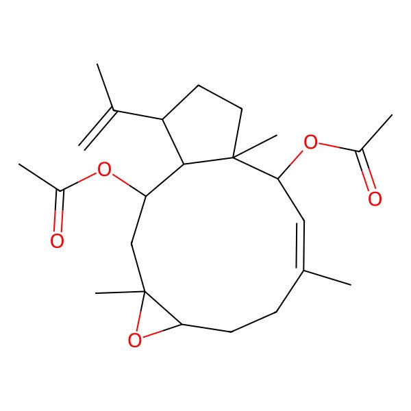 2D Structure of [(1S,2S,4S,6S,9E,11R,12S,15R)-11-acetyloxy-4,9,12-trimethyl-15-prop-1-en-2-yl-5-oxatricyclo[10.3.0.04,6]pentadec-9-en-2-yl] acetate