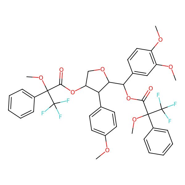 2D Structure of [(3S,4R,5S)-5-[(R)-(3,4-dimethoxyphenyl)-[(2S)-3,3,3-trifluoro-2-methoxy-2-phenylpropanoyl]oxymethyl]-4-(4-methoxyphenyl)oxolan-3-yl] (2S)-3,3,3-trifluoro-2-methoxy-2-phenylpropanoate