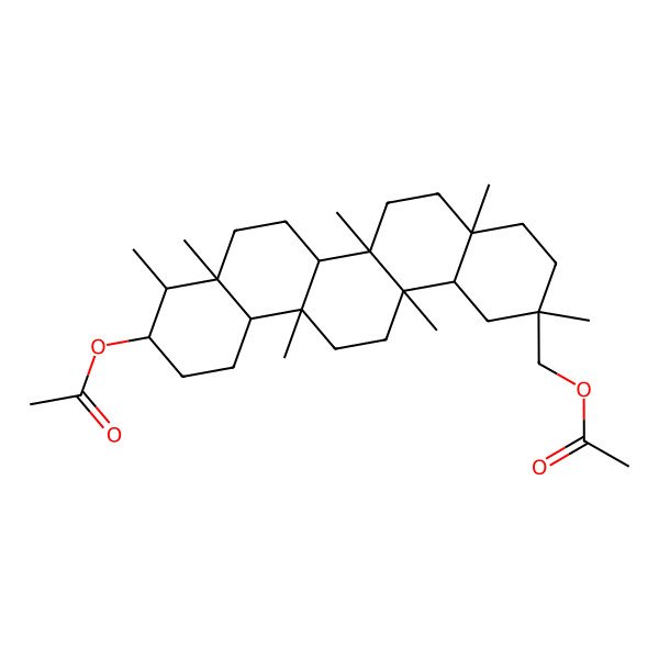 2D Structure of [(2R,4aS,6aS,6aR,6bR,8aS,9R,10S,12aS,14aR,14bR)-10-acetyloxy-2,4a,6a,6a,8a,9,14a-heptamethyl-1,3,4,5,6,6b,7,8,9,10,11,12,12a,13,14,14b-hexadecahydropicen-2-yl]methyl acetate
