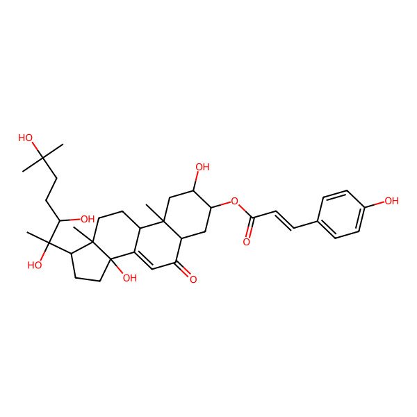2D Structure of [2,14-dihydroxy-10,13-dimethyl-6-oxo-17-(2,3,6-trihydroxy-6-methylheptan-2-yl)-2,3,4,5,9,11,12,15,16,17-decahydro-1H-cyclopenta[a]phenanthren-3-yl] 3-(4-hydroxyphenyl)prop-2-enoate