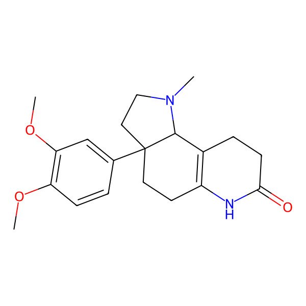 2D Structure of 3a-(3,4-Dimethoxyphenyl)-1-methyl-2,3,4,5,6,8,9,9b-octahydropyrrolo[2,3-f]quinolin-7-one
