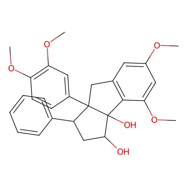 2D Structure of 3a-(3,4-Dimethoxyphenyl)-6,8-dimethoxy-3-phenyl-1,2,3,4-tetrahydrocyclopenta[a]indene-1,8b-diol