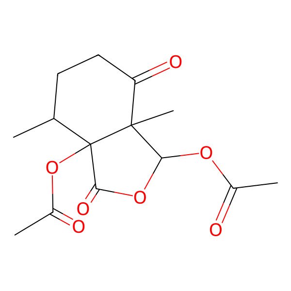 2D Structure of (3a-Acetyloxy-4,7a-dimethyl-3,7-dioxo-1,4,5,6-tetrahydro-2-benzofuran-1-yl) acetate