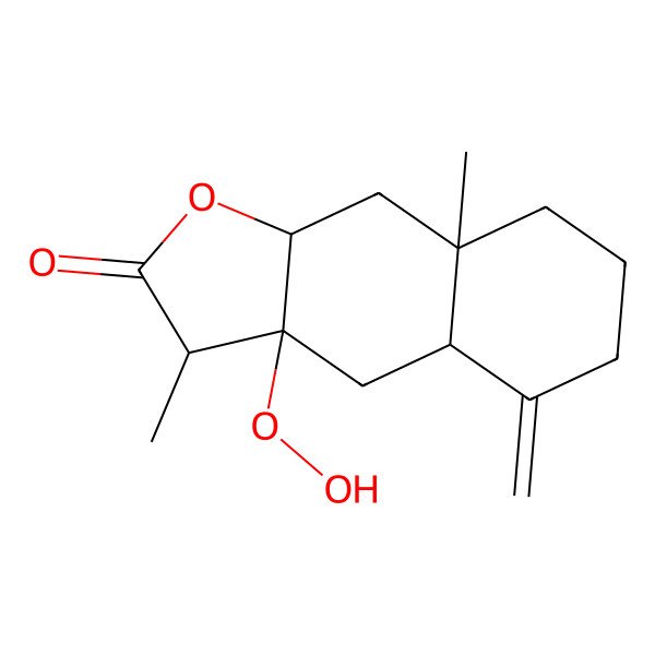 2D Structure of 3a-Hydroperoxy-3,8a-dimethyl-5-methylidene-3,4,4a,6,7,8,9,9a-octahydrobenzo[f][1]benzofuran-2-one