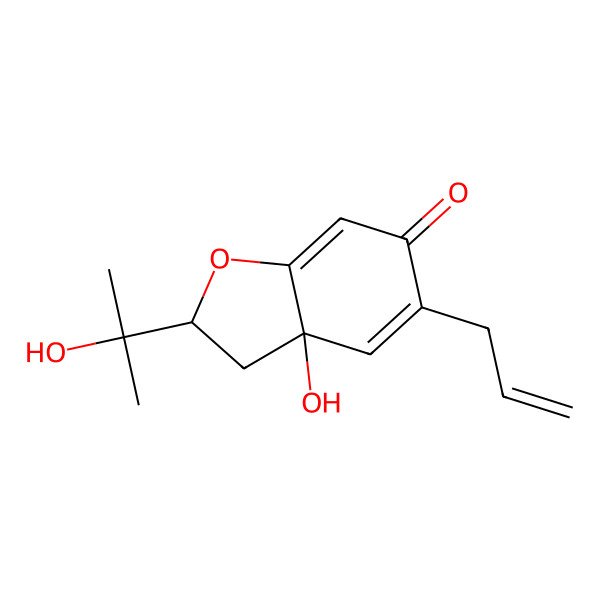 2D Structure of 3a-Hydroxy-2-(2-hydroxypropan-2-yl)-5-prop-2-enyl-2,3-dihydro-1-benzofuran-6-one