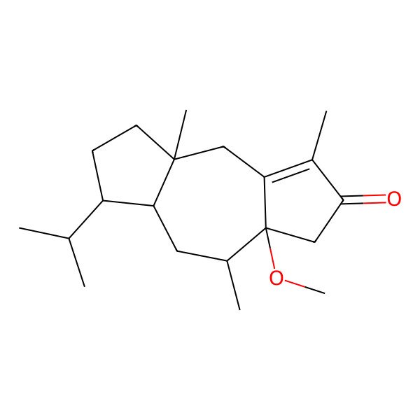 2D Structure of 3a-Methoxy-1,4,8a-trimethyl-6-propan-2-yl-3,4,5,5a,6,7,8,9-octahydrocyclopenta[f]azulen-2-one