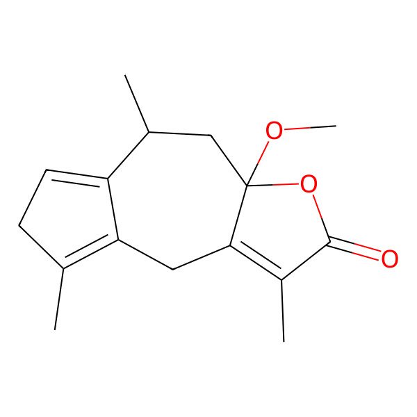 2D Structure of 3a-Methoxy-1,5,8-trimethyl-4,5,7,9-tetrahydroazuleno[6,5-b]furan-2-one