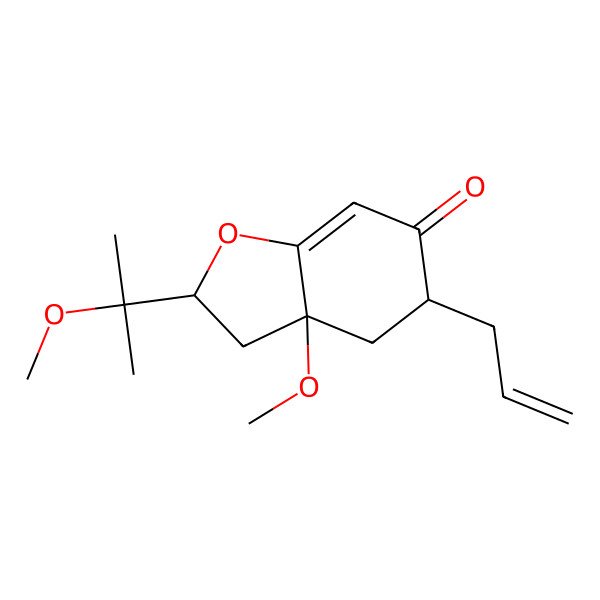 2D Structure of 3a-Methoxy-2-(2-methoxypropan-2-yl)-5-prop-2-enyl-2,3,4,5-tetrahydro-1-benzofuran-6-one