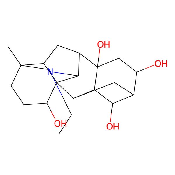 2D Structure of (1S,2S,3S,4S,5S,6R,8R,9S,10R,13R,16R,17R)-11-ethyl-13-methyl-11-azahexacyclo[7.7.2.12,5.01,10.03,8.013,17]nonadecane-4,6,8,16-tetrol