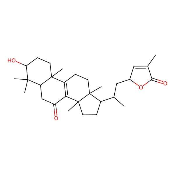 2D Structure of (2R)-2-[(2R)-2-[(3R,5R,10S,13R,14R,17R)-3-hydroxy-4,4,10,13,14-pentamethyl-7-oxo-1,2,3,5,6,11,12,15,16,17-decahydrocyclopenta[a]phenanthren-17-yl]propyl]-4-methyl-2H-furan-5-one