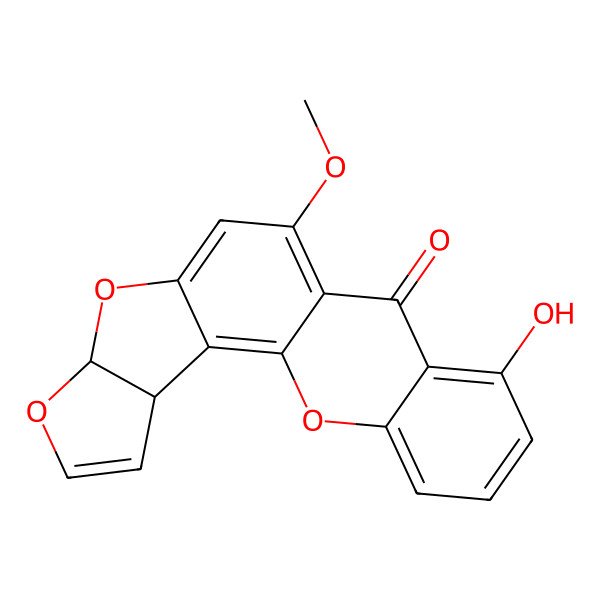 2D Structure of 3a,12c-Dihydro-8-hydroxy-6-methoxy-7H-furo(3',2':4,5)furo(2,3-c)xanthen-7-one 2D Structure of 3a,12c-Dihydro-8-hydroxy-6-methoxy-7H-furo(3',2':4,5)furo(2,3-c)xanthen-7-one