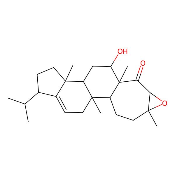 2D Structure of 10-Hydroxy-1,5,9,13-tetramethyl-16-propan-2-yl-6-oxapentacyclo[10.7.0.02,9.05,7.013,17]nonadec-17-en-8-one