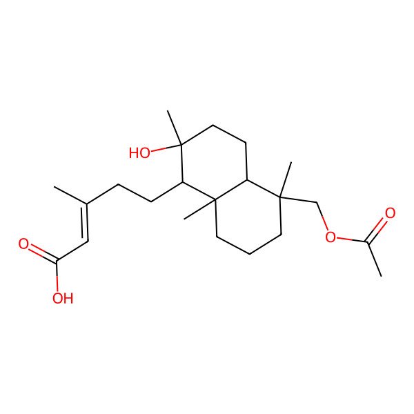 2D Structure of (E)-5-[(1R,2R,4aR,5R,8aS)-5-(acetyloxymethyl)-2-hydroxy-2,5,8a-trimethyl-3,4,4a,6,7,8-hexahydro-1H-naphthalen-1-yl]-3-methylpent-2-enoic acid