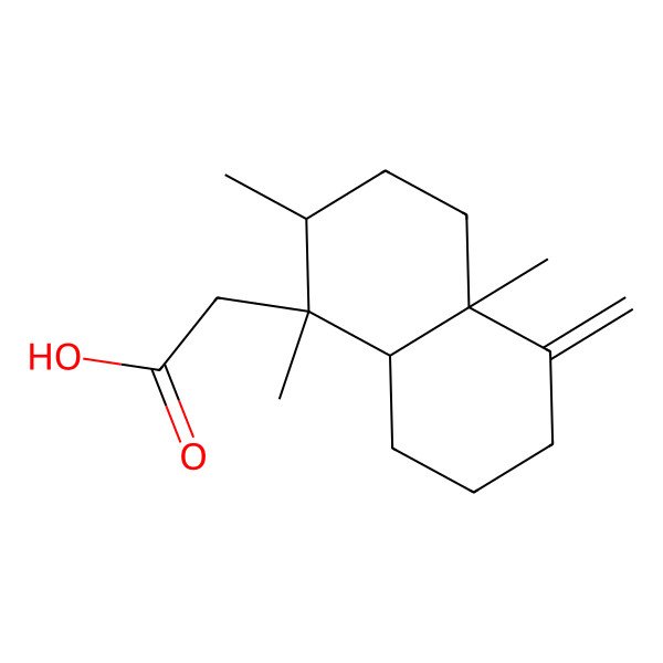 2D Structure of 2-[(1R,2S,4aS,8aS)-1,2,4a-trimethyl-5-methylidene-3,4,6,7,8,8a-hexahydro-2H-naphthalen-1-yl]acetic acid