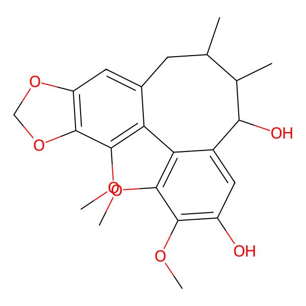 2D Structure of 3,4,19-Trimethoxy-9,10-dimethyl-15,17-dioxatetracyclo[10.7.0.02,7.014,18]nonadeca-1(19),2,4,6,12,14(18)-hexaene-5,8-diol
