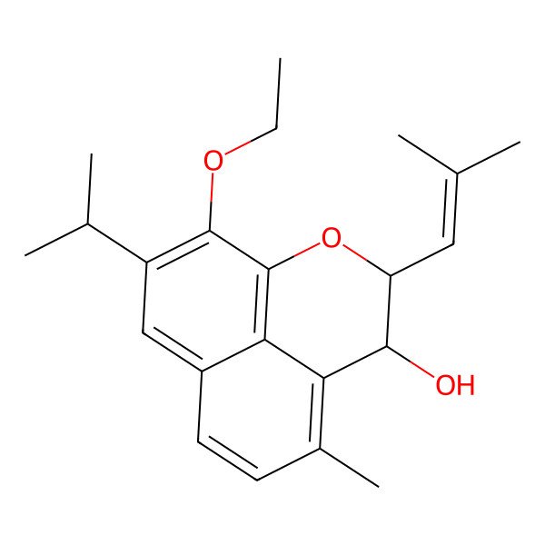 2D Structure of (3R,4R)-12-ethoxy-6-methyl-3-(2-methylprop-1-enyl)-11-propan-2-yl-2-oxatricyclo[7.3.1.05,13]trideca-1(13),5,7,9,11-pentaen-4-ol