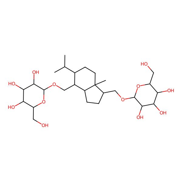 2D Structure of (2R,3S,4S,5S,6S)-2-[[(1S,3aR,4R,5R,7aS)-7a-methyl-5-propan-2-yl-4-[[(2S,3R,4R,5R,6S)-3,4,5-trihydroxy-6-(hydroxymethyl)oxan-2-yl]oxymethyl]-1,2,3,3a,4,5,6,7-octahydroinden-1-yl]methoxy]-6-(hydroxymethyl)oxane-3,4,5-triol