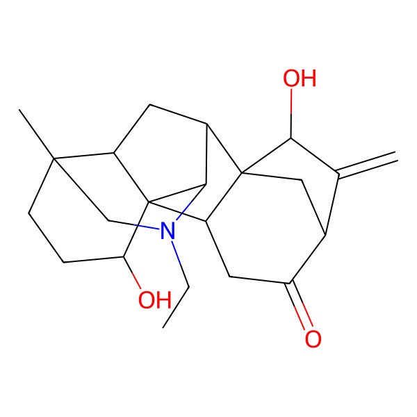 2D Structure of (1R,2R,5R,7R,8R,9R,13R,16S,17R)-11-ethyl-7,16-dihydroxy-13-methyl-6-methylidene-11-azahexacyclo[7.7.2.15,8.01,10.02,8.013,17]nonadecan-4-one