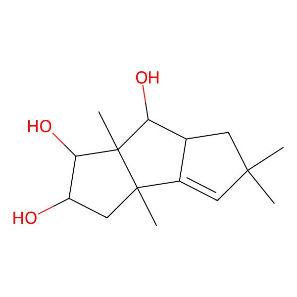 2D Structure of 3a,5,5,7a-Tetramethyl-1,2,3,6,6a,7-hexahydrocyclopenta[b]pentalene-1,2,7-triol