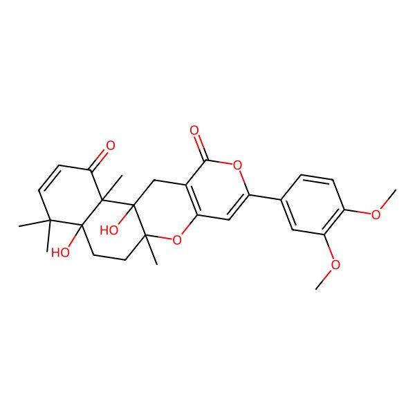 2D Structure of 14-(3,4-Dimethoxyphenyl)-1,7-dihydroxy-2,6,6,10-tetramethyl-11,15-dioxatetracyclo[8.8.0.02,7.012,17]octadeca-4,12(17),13-triene-3,16-dione