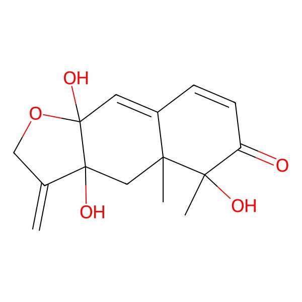 2D Structure of 3a,5,9a-trihydroxy-4a,5-dimethyl-3-methylidene-4H-benzo[f][1]benzofuran-6-one