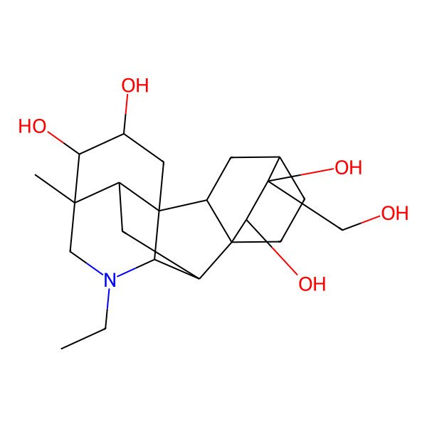 2D Structure of 7-Ethyl-12-(hydroxymethyl)-5-methyl-7-azahexacyclo[7.6.2.210,13.01,8.05,16.010,15]nonadecane-3,4,11,12-tetrol