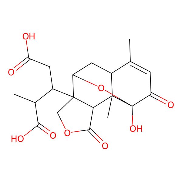 2D Structure of (2R,3S)-3-[(1R,3S,7S,8R,10R)-10-hydroxy-2,13-dimethyl-4,11-dioxo-5,9-dioxatetracyclo[6.5.1.02,10.03,7]tetradec-12-en-7-yl]-2-methylpentanedioic acid