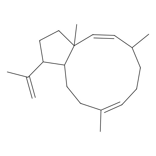 2D Structure of 3a,6,10-trimethyl-1-prop-1-en-2-yl-2,3,6,7,8,11,12,12a-octahydro-1H-cyclopenta[11]annulene