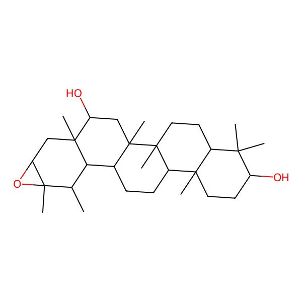 2D Structure of (1R,2R,5R,7S,10R,11R,14R,15S,16S,17R,19R,21S,22S)-1,2,6,6,10,16,17,21-octamethyl-18-oxahexacyclo[12.9.0.02,11.05,10.015,21.017,19]tricosane-7,22-diol